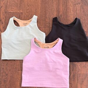 Old Navy Kids Long Line Athletic Sports Bra- Black, Light Pink, Light Green